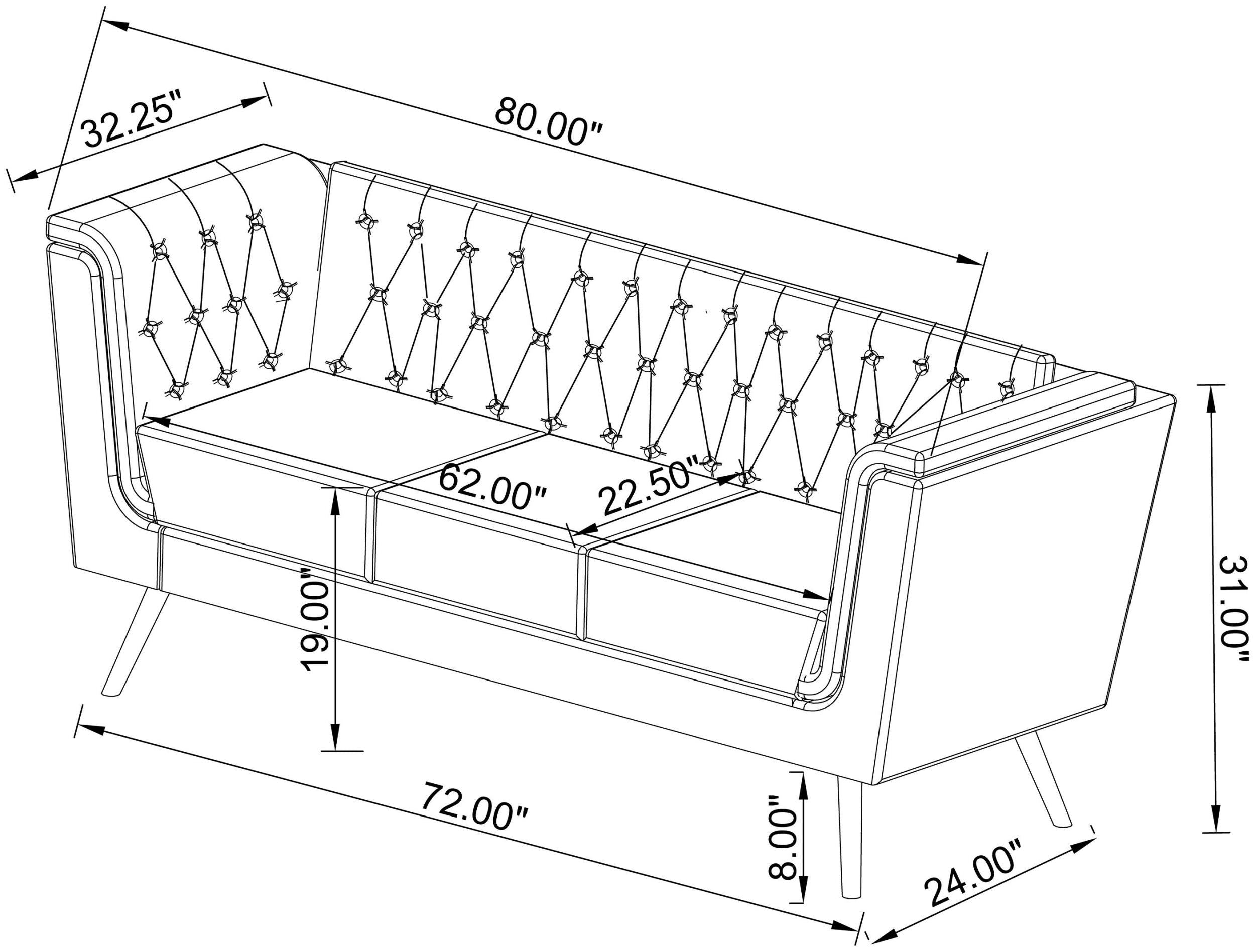 Holly Upholstered Tuxedo Arm Tufted Sofa Black