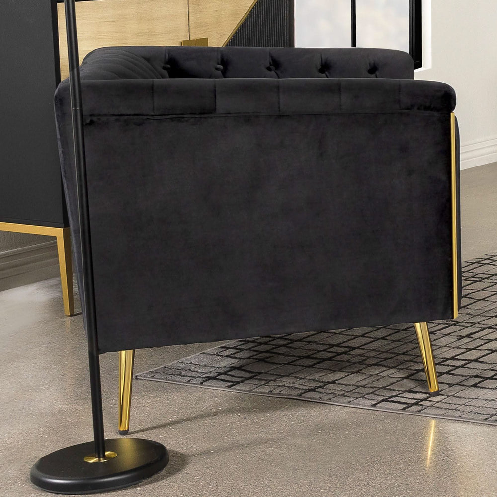 Holly Upholstered Tuxedo Arm Tufted Accent Chair Black
