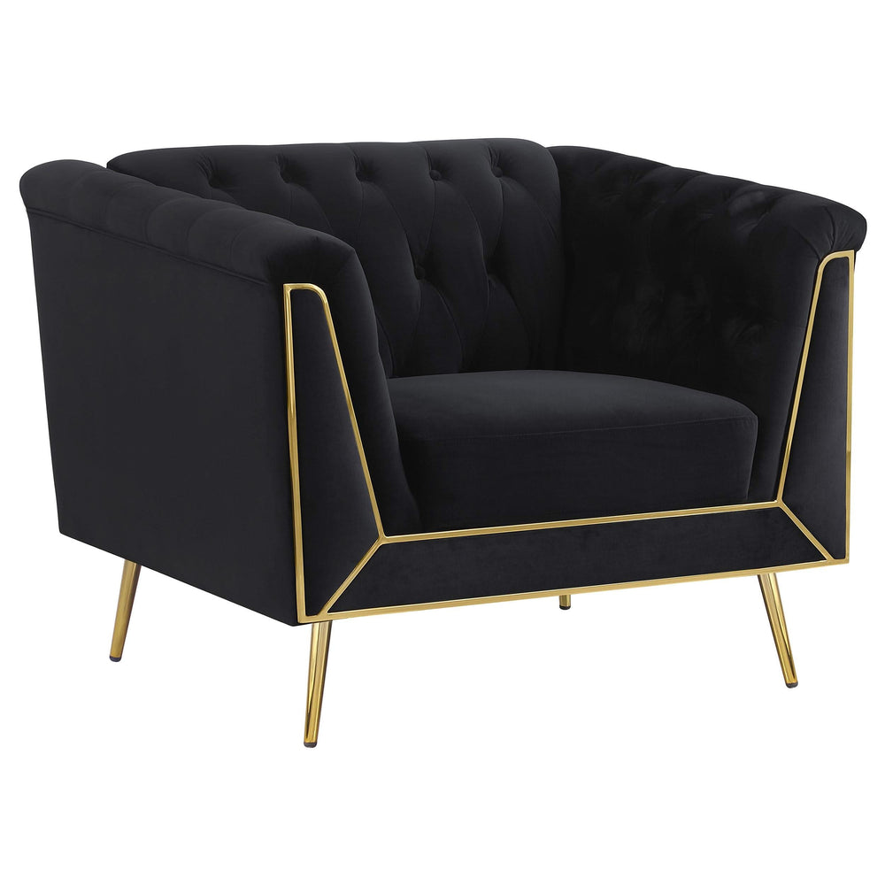 Holly Upholstered Tuxedo Arm Tufted Accent Chair Black