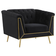 Holly Upholstered Tuxedo Arm Tufted Accent Chair Black