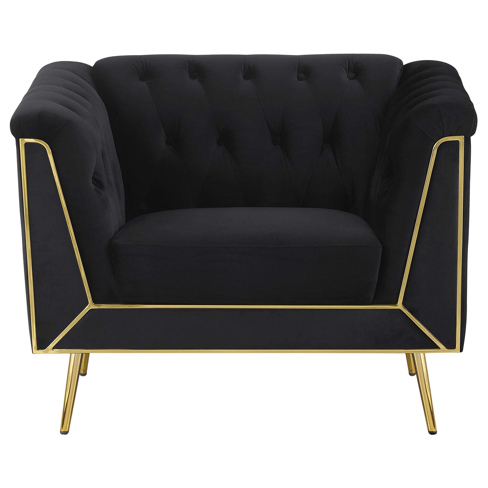 Holly Upholstered Tuxedo Arm Tufted Accent Chair Black