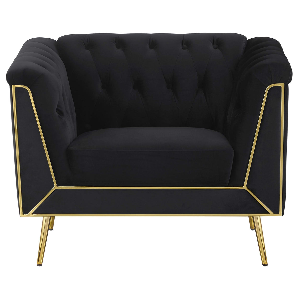 Holly Upholstered Tuxedo Arm Tufted Accent Chair Black