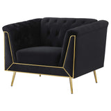 Holly Upholstered Tuxedo Arm Tufted Accent Chair Black