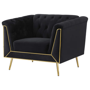 Holly Upholstered Tuxedo Arm Tufted Accent Chair Black