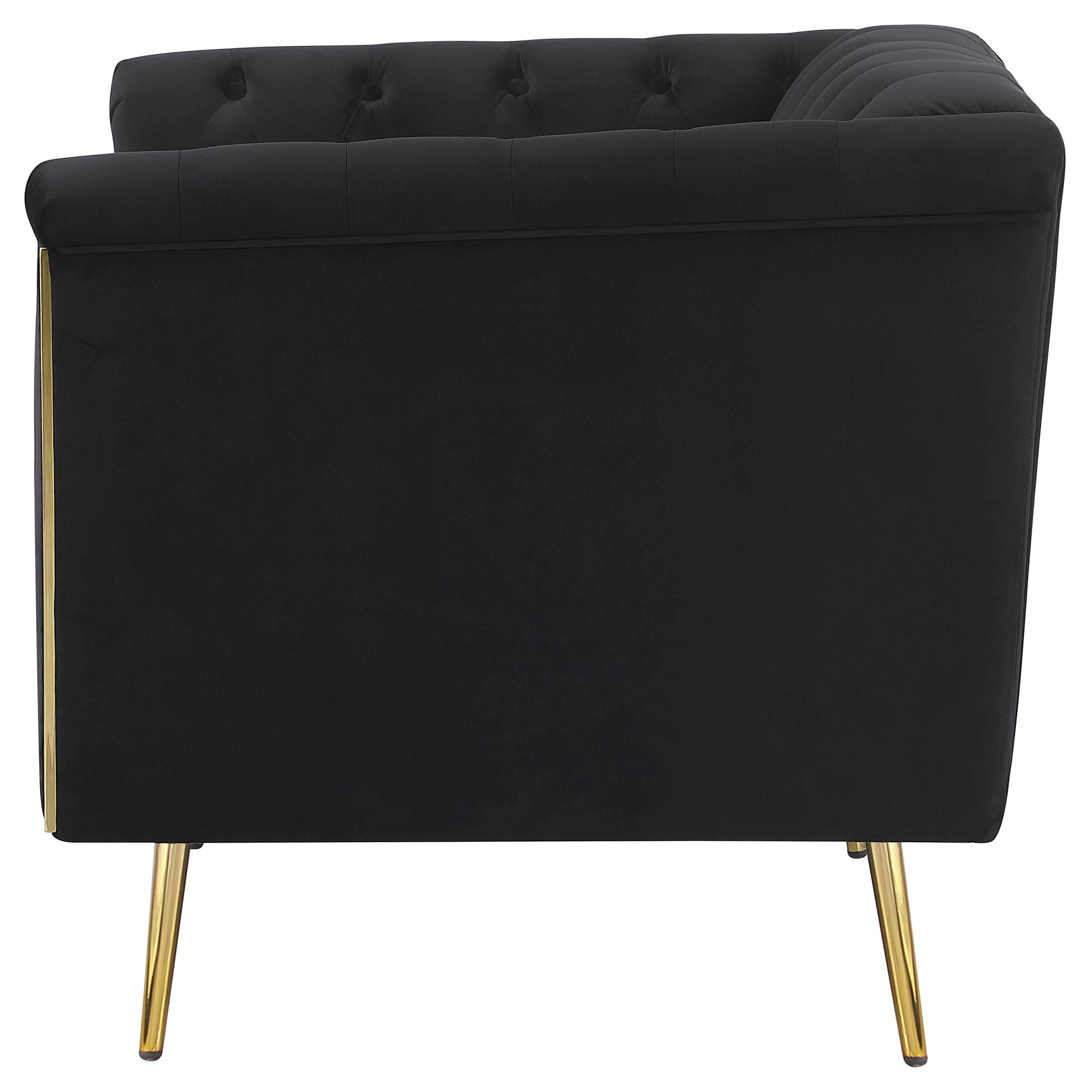 Holly Upholstered Tuxedo Arm Tufted Accent Chair Black