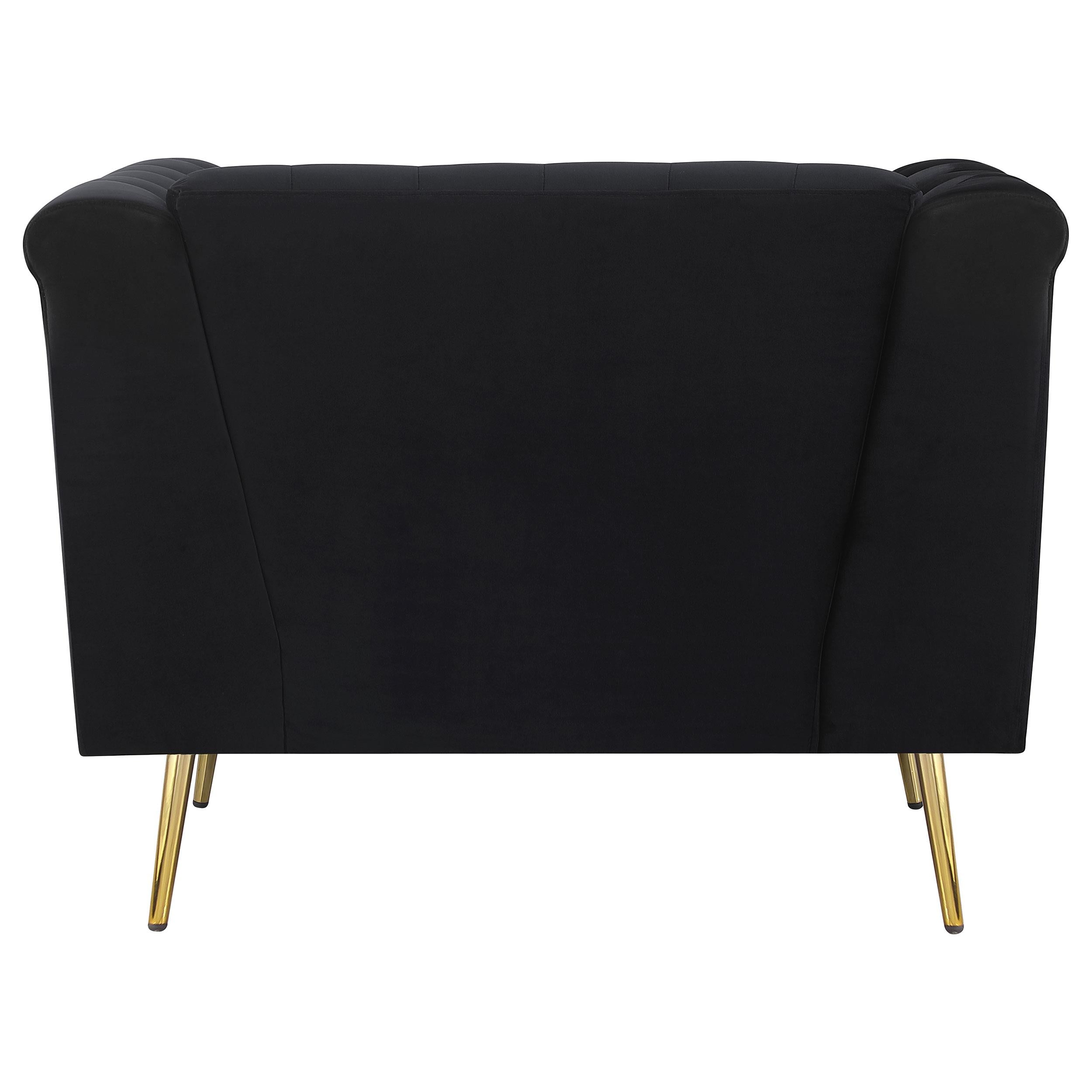 Holly Upholstered Tuxedo Arm Tufted Accent Chair Black