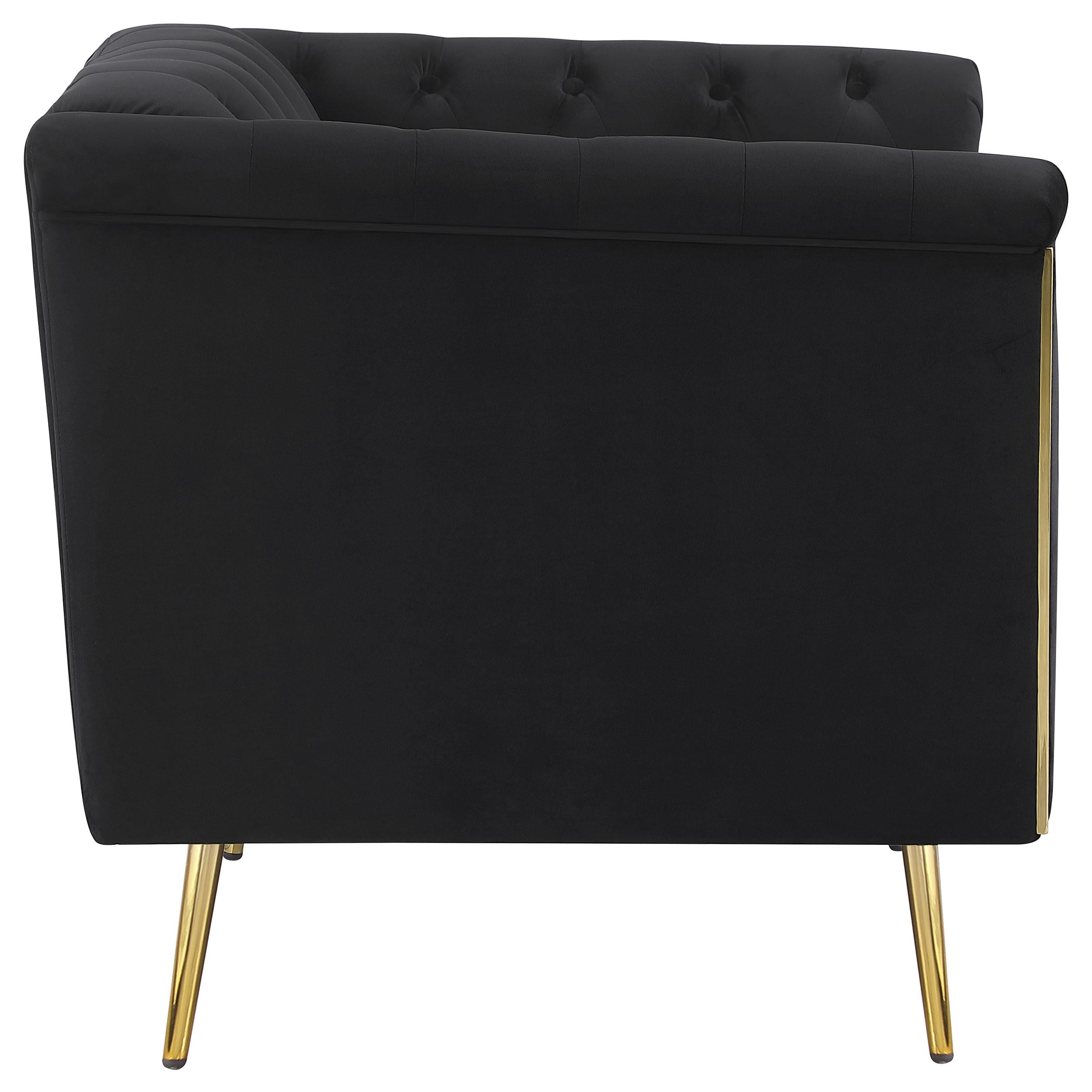 Holly Upholstered Tuxedo Arm Tufted Accent Chair Black