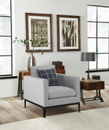 Sillón tapizado con brazos articulados Apperson, gris claro