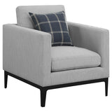 Sillón tapizado con brazos articulados Apperson, gris claro