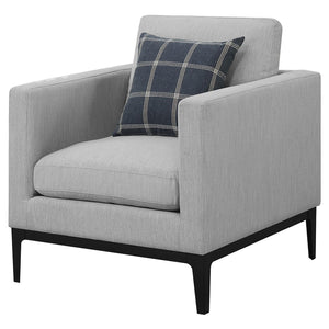 Sillón tapizado con brazos articulados Apperson, gris claro