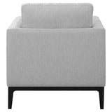 Sillón tapizado con brazos articulados Apperson, gris claro