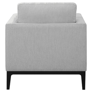 Sillón tapizado con brazos articulados Apperson, gris claro