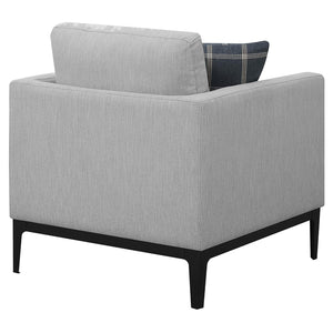 Sillón tapizado con brazos articulados Apperson, gris claro