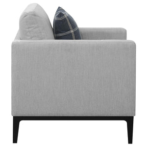 Sillón tapizado con brazos articulados Apperson, gris claro