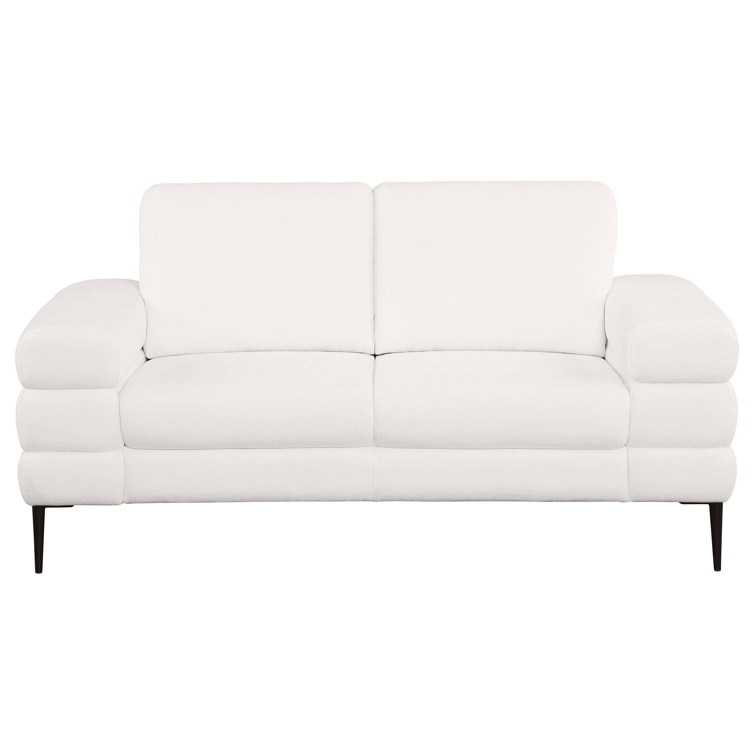Jessel Chenille Upholstered Track Arm Loveseat Ivory