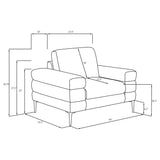 Sillón Jessel tapizado en chenilla con brazos tipo riel, color marfil