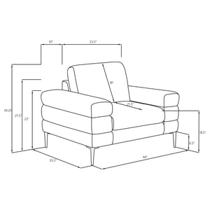 Sillón Jessel tapizado en chenilla con brazos tipo riel, color marfil