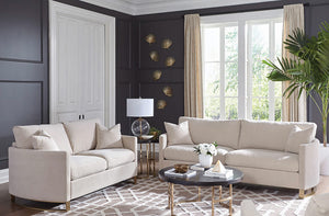 Conjunto de sofá Corliss de 2 piezas con brazos arqueados tapizados en beige