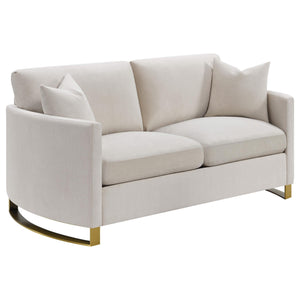 Conjunto de sofá Corliss de 2 piezas con brazos arqueados tapizados en beige