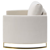 Sillón Corliss tapizado con brazos curvos en beige
