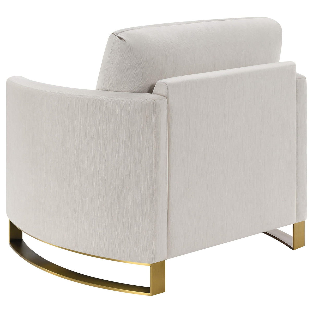 Sillón Corliss tapizado con brazos curvos en beige