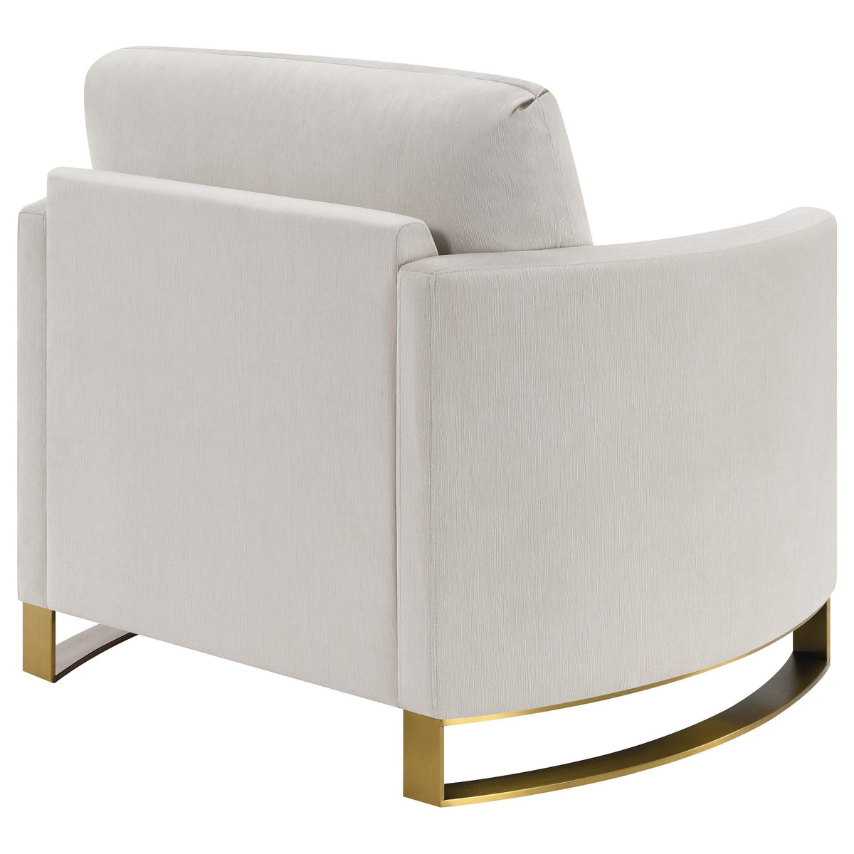Sillón Corliss tapizado con brazos curvos en beige