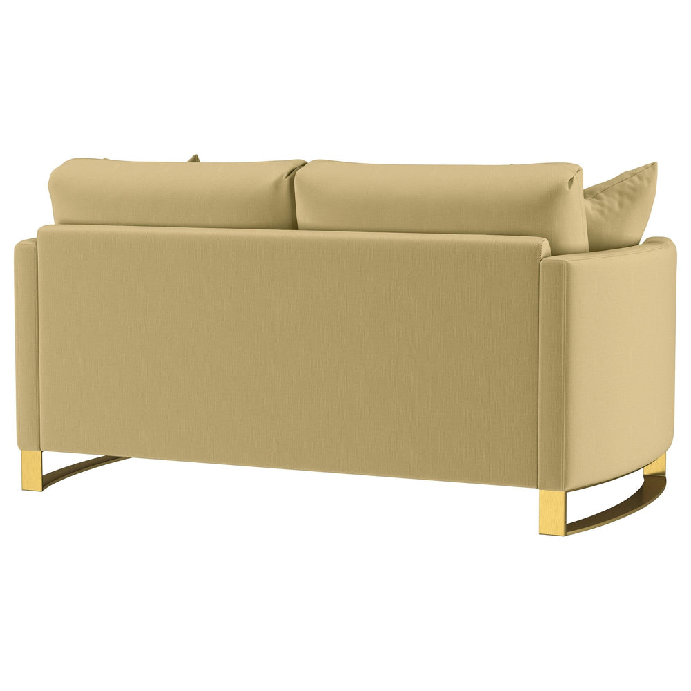 Loveseat con brazo curvo tapizado Corliss, color camello
