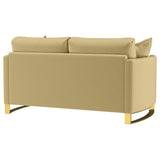 Loveseat con brazo curvo tapizado Corliss, color camello