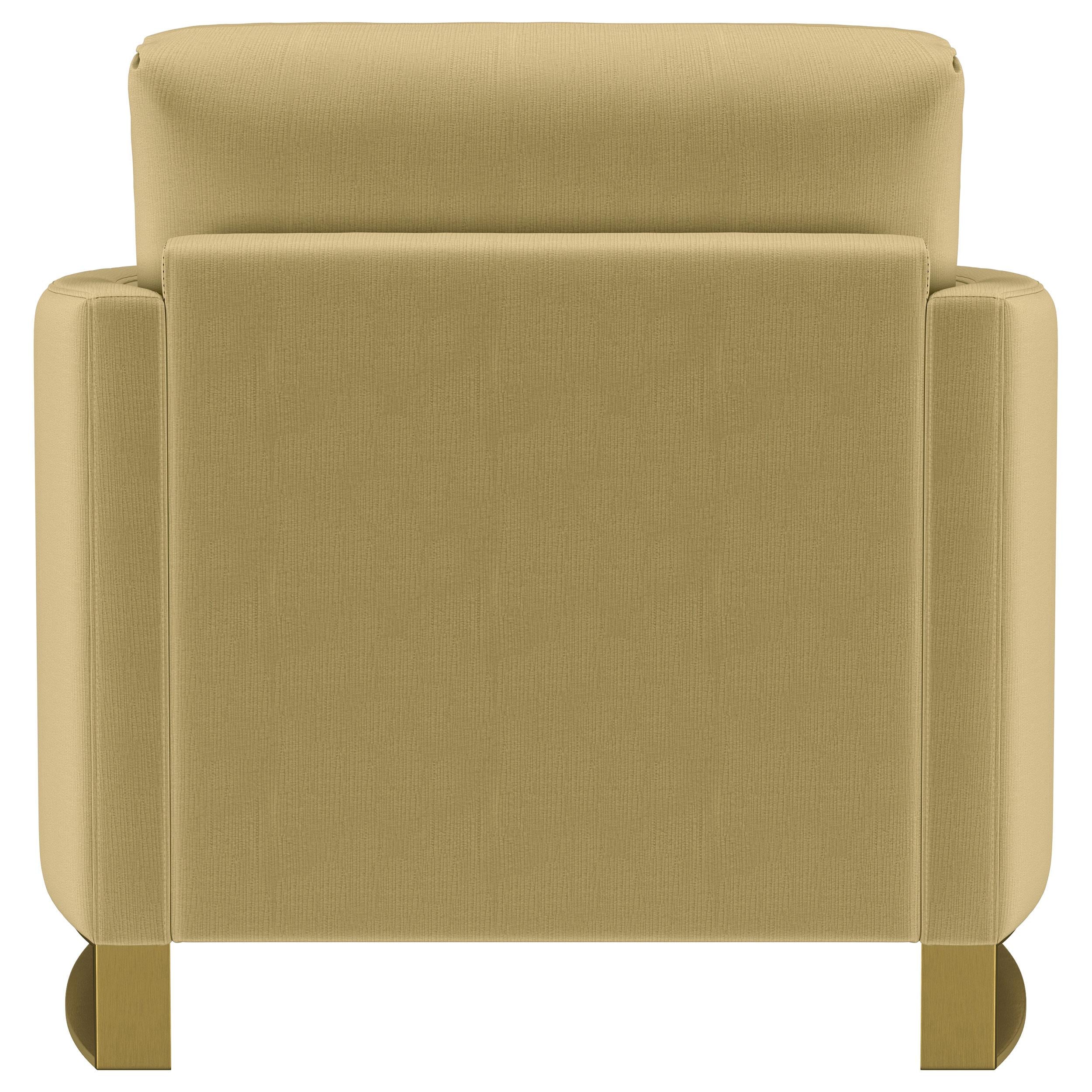 Corliss Upholstered Curved Track Arm Chair Camel