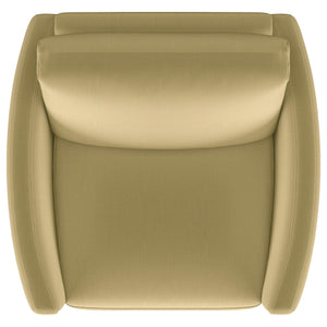 Sillón Corliss tapizado con brazos curvos en color camello