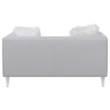 Glacier Upholstered Tuxedo Arm Tufted Loveseat Light Grey