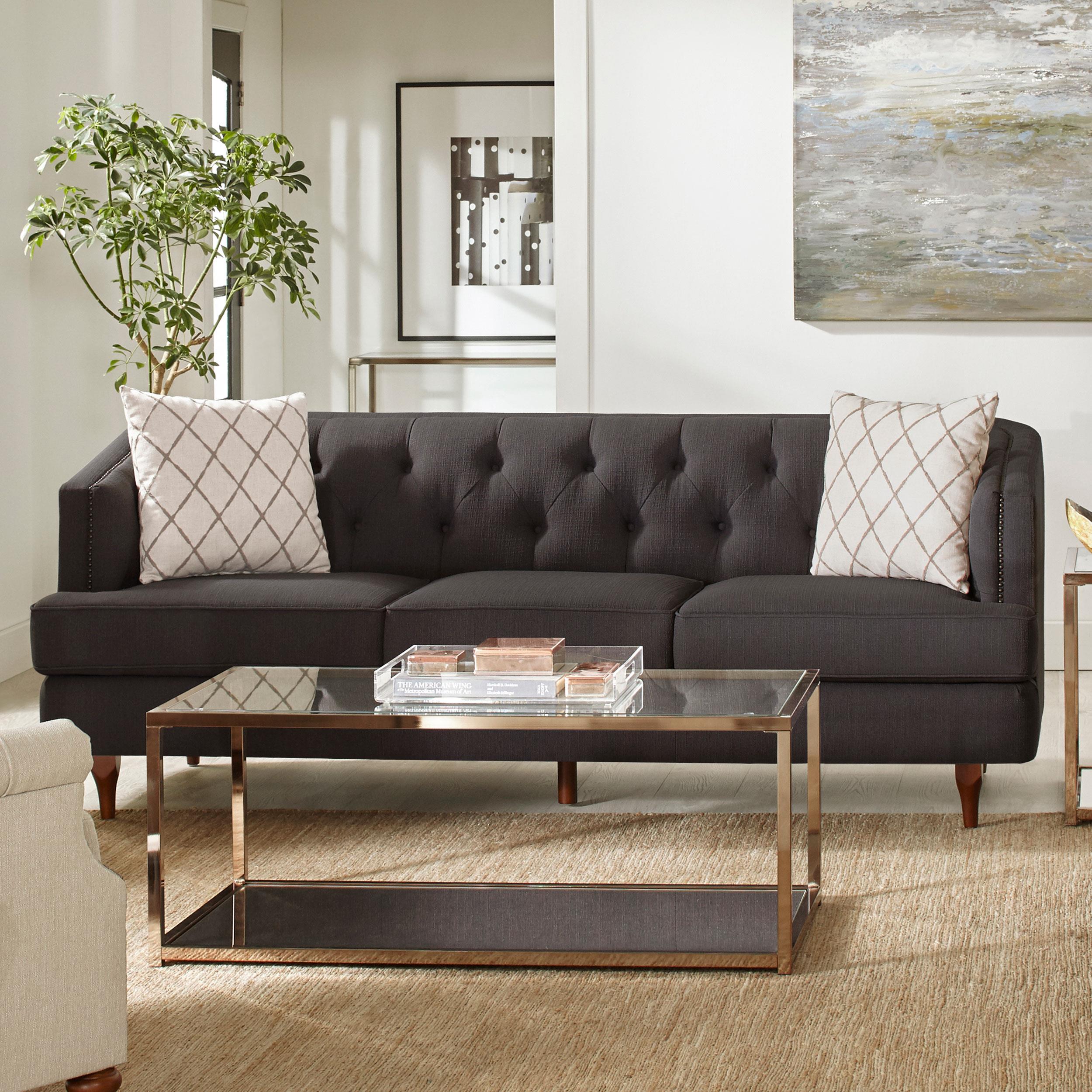 Shelby Upholstered Recessed Arm Tufted Sofa Grey