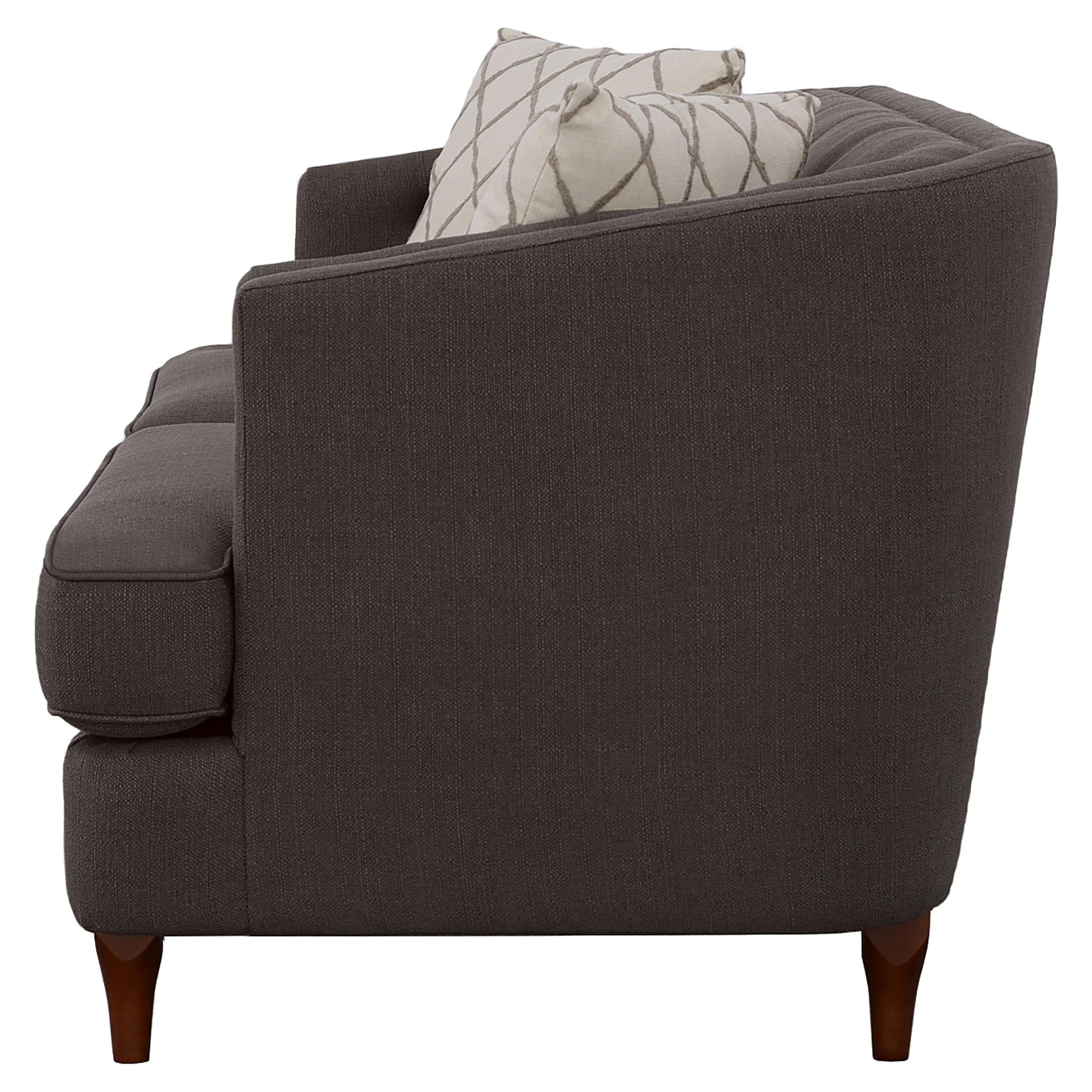 Shelby Recessed Arm and Tufted Tight Back Loveseat Grey and Brown