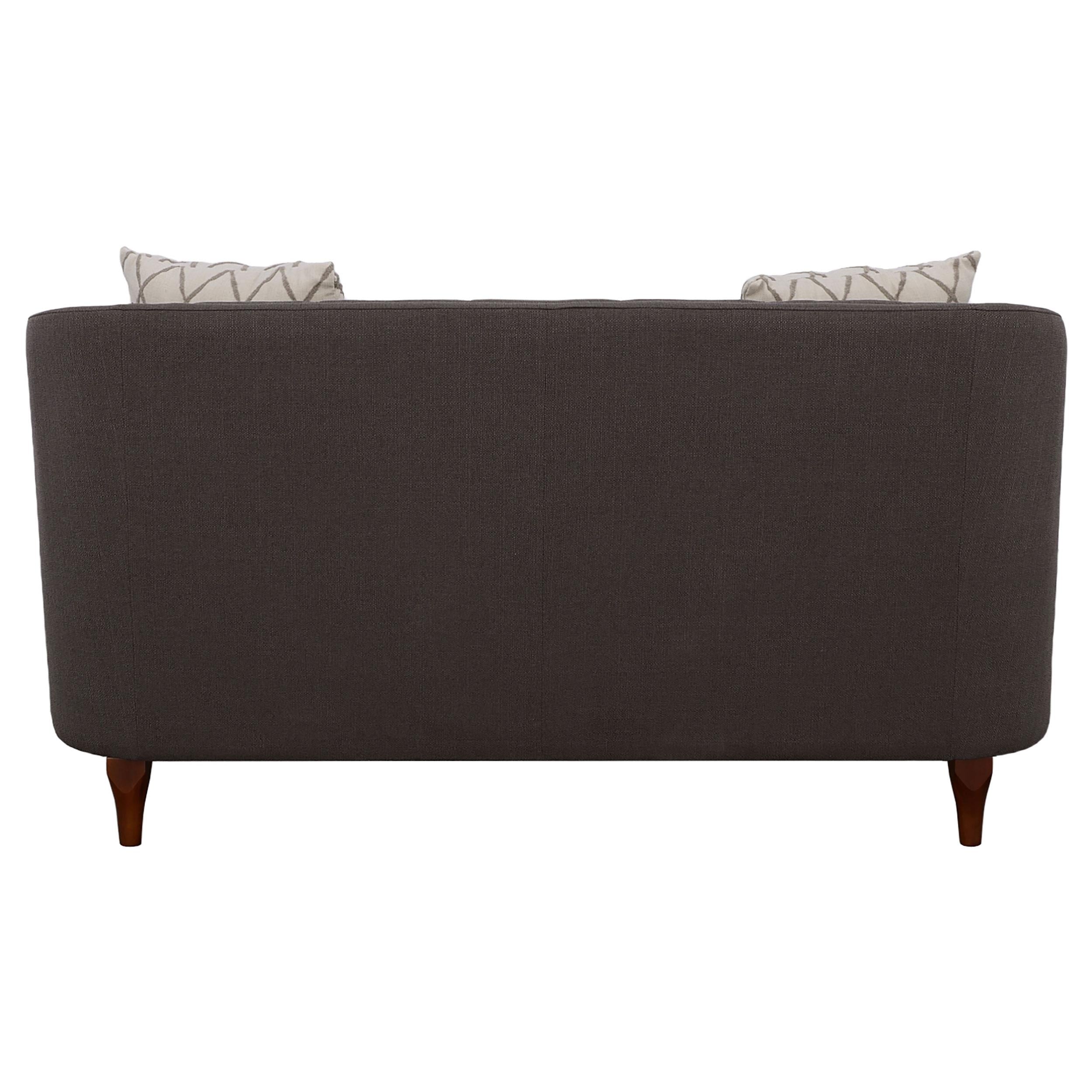 Shelby Recessed Arm and Tufted Tight Back Loveseat Grey and Brown