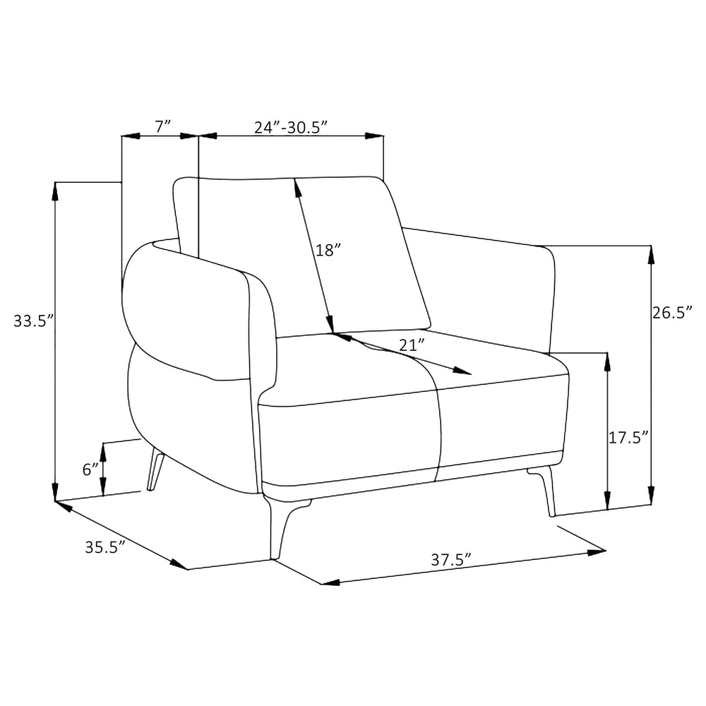 Sillón moderno tapizado en chenilla con brazos en azul