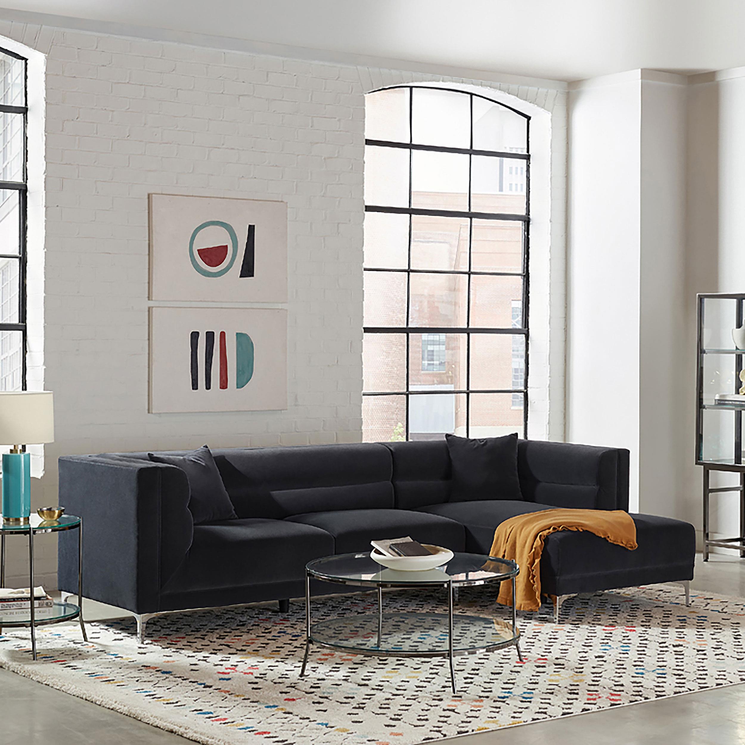 Hetfield Upholstered Channeled Tufted Sectional Indigo