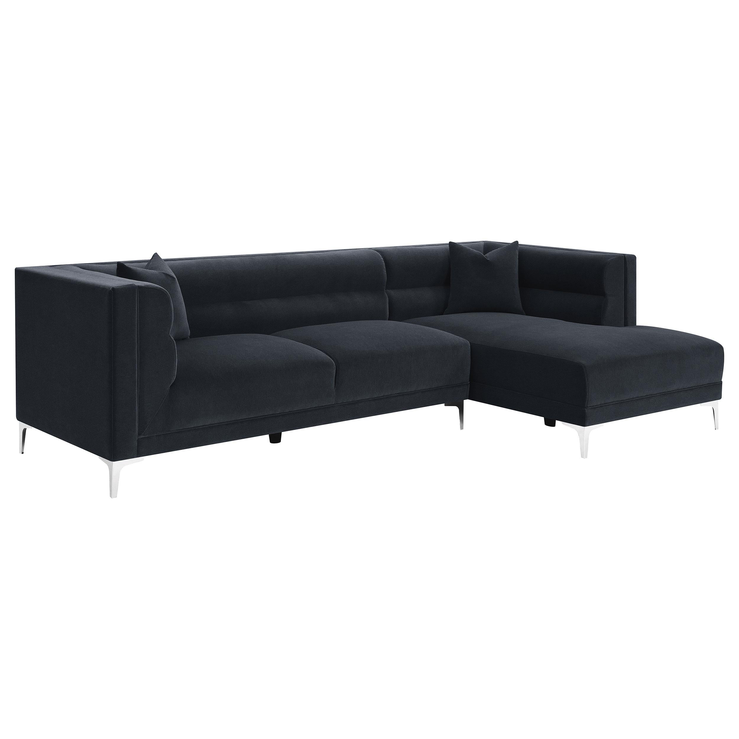 Hetfield Upholstered Channeled Tufted Sectional Indigo