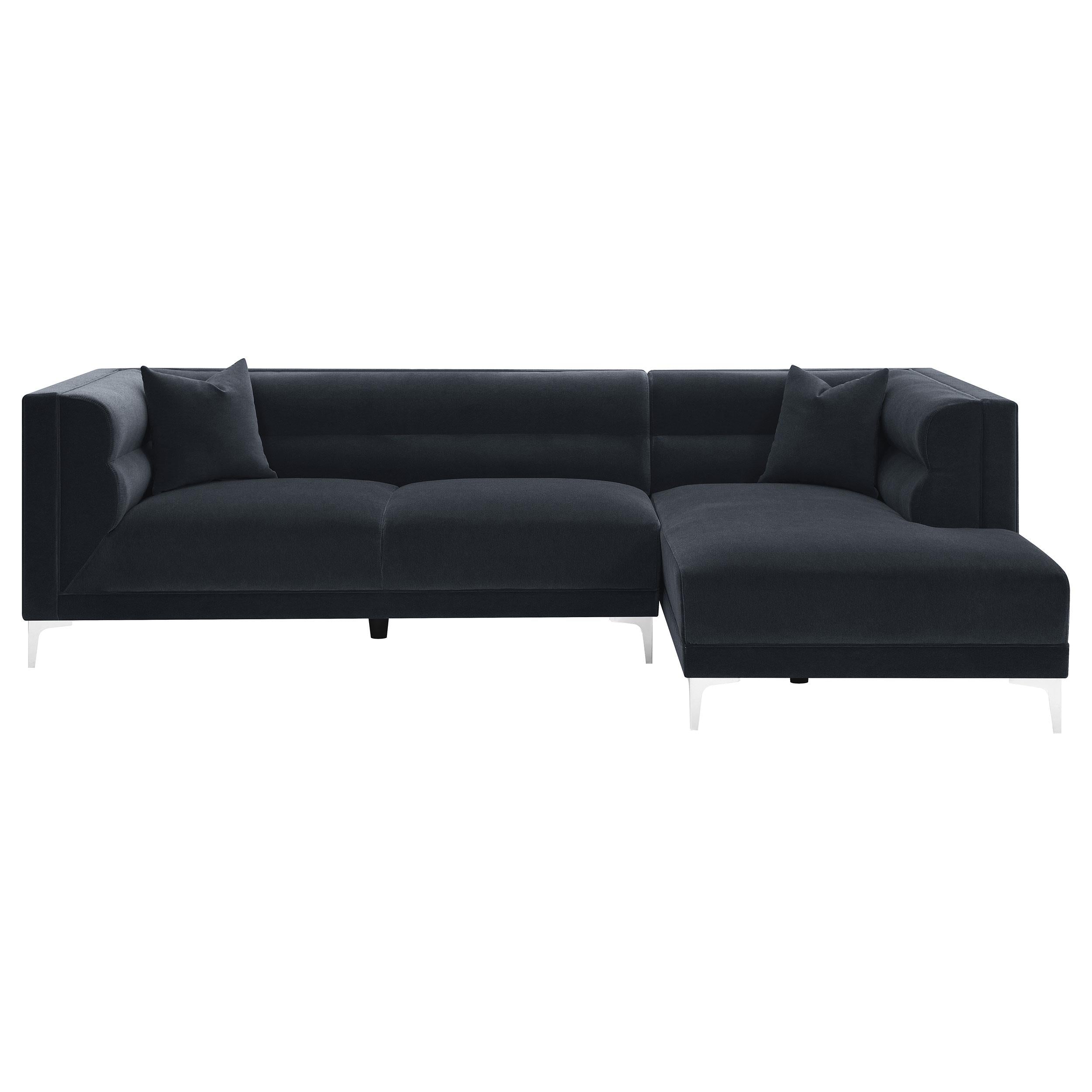 Hetfield Upholstered Channeled Tufted Sectional Indigo