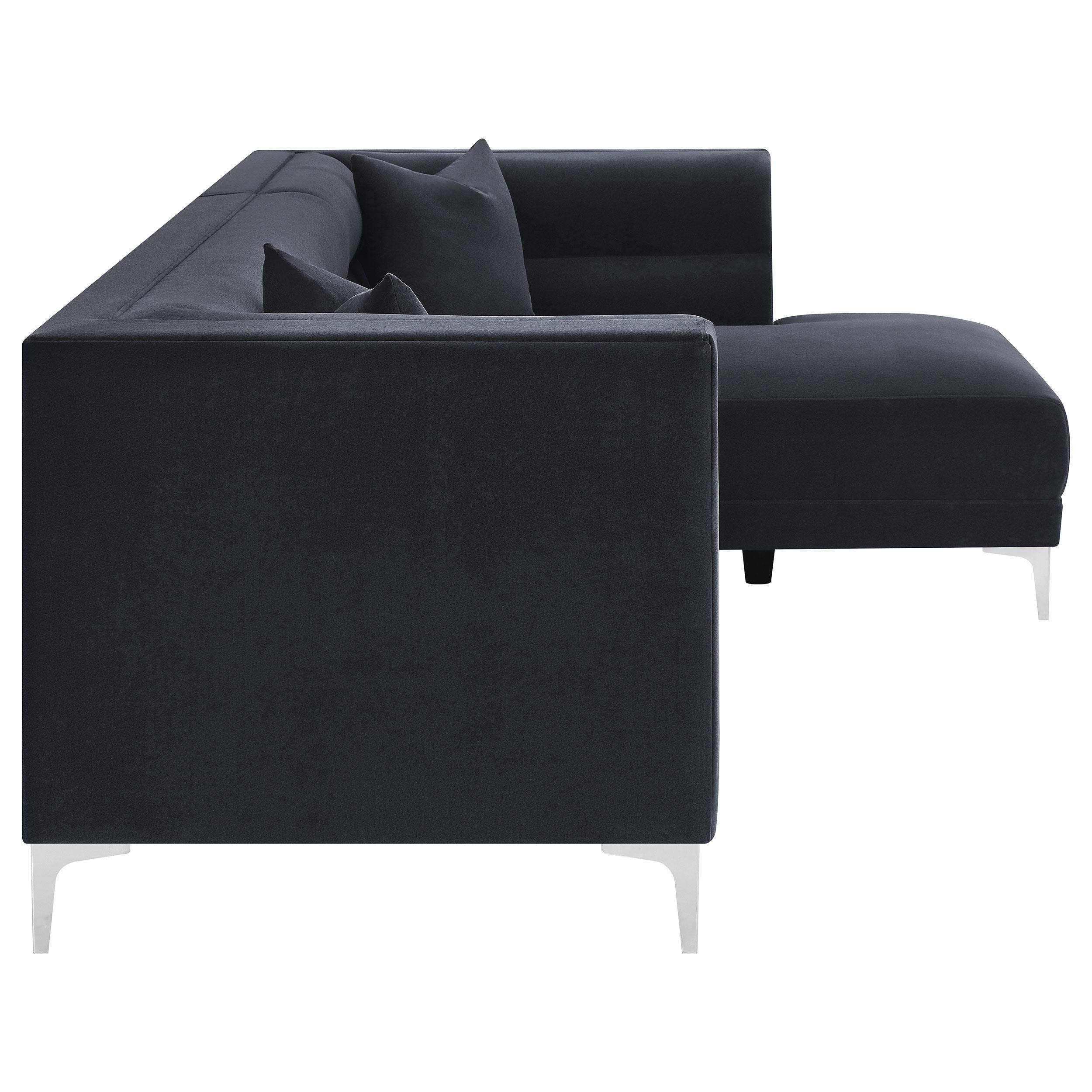 Hetfield Upholstered Channeled Tufted Sectional Indigo