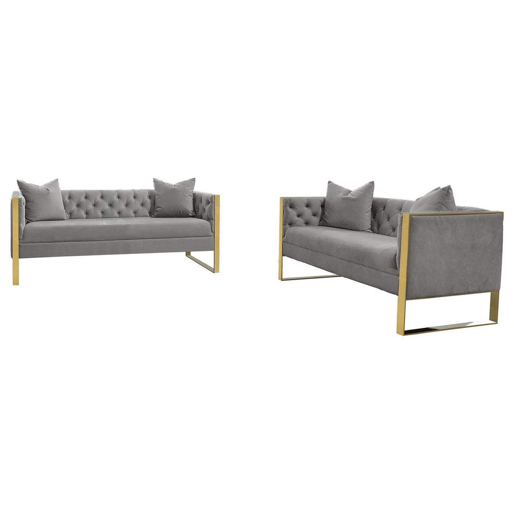 Conjunto de sofá capitoné Eastbrook de 2 piezas con tapizado de terciopelo gris