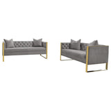 Conjunto de sofá capitoné Eastbrook de 2 piezas con tapizado de terciopelo gris