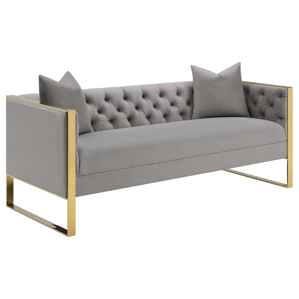 Conjunto de sofá capitoné Eastbrook de 2 piezas con tapizado de terciopelo gris