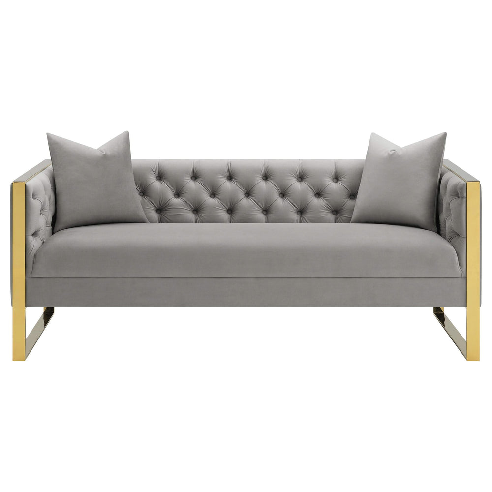 Conjunto de sofá capitoné Eastbrook de 2 piezas con tapizado de terciopelo gris