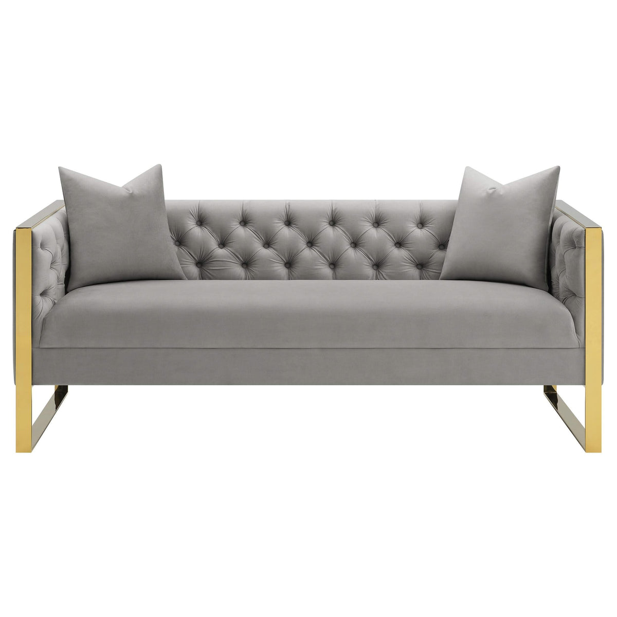 Conjunto de sofá capitoné Eastbrook de 2 piezas con tapizado de terciopelo gris