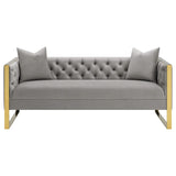 Conjunto de sofá capitoné Eastbrook de 2 piezas con tapizado de terciopelo gris