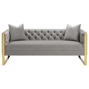 Conjunto de sofá capitoné Eastbrook de 2 piezas con tapizado de terciopelo gris