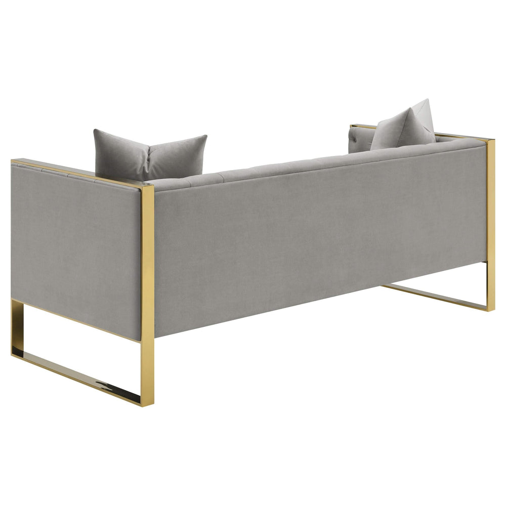 Conjunto de sofá capitoné Eastbrook de 2 piezas con tapizado de terciopelo gris