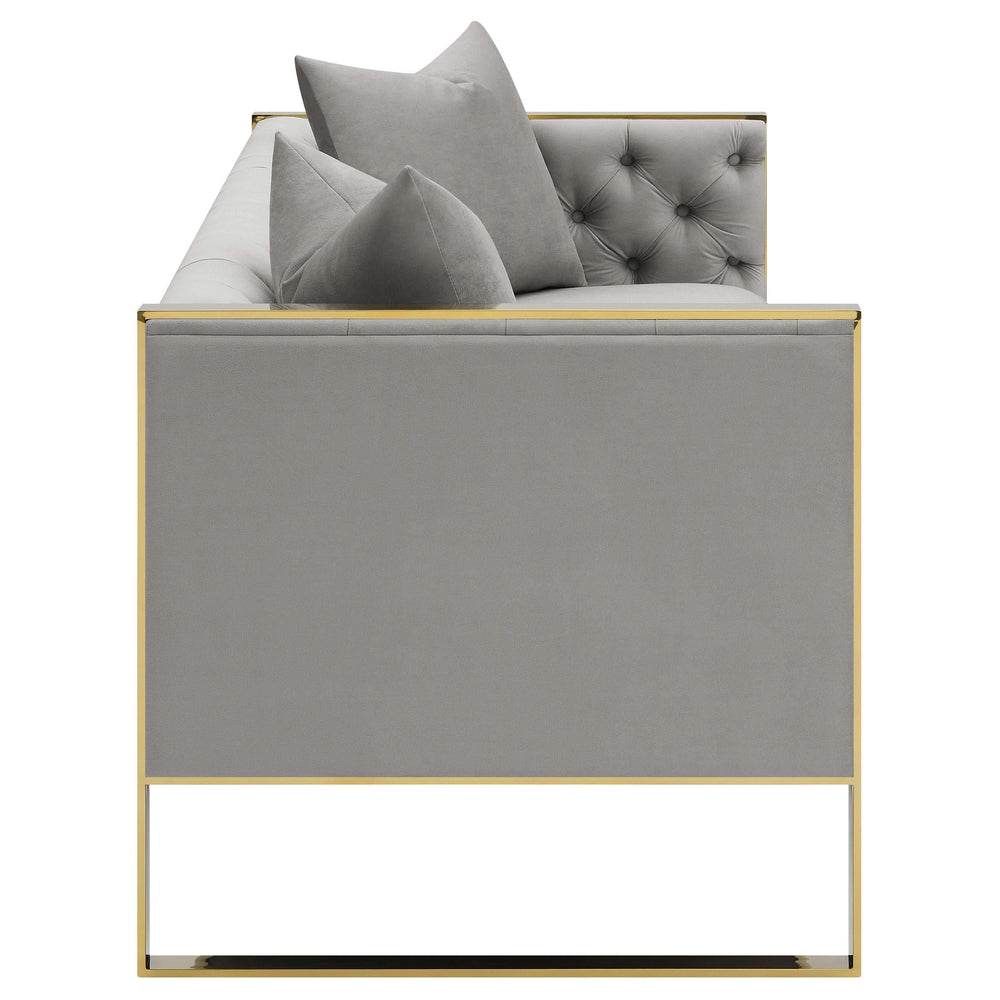 Conjunto de sofá capitoné Eastbrook de 2 piezas con tapizado de terciopelo gris