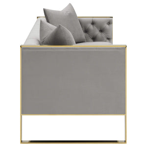 Conjunto de sofá capitoné Eastbrook de 2 piezas con tapizado de terciopelo gris