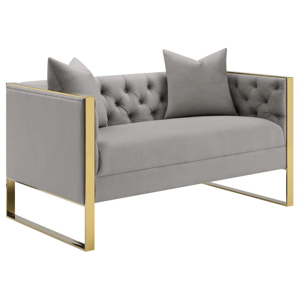 Conjunto de sofá capitoné Eastbrook de 2 piezas con tapizado de terciopelo gris